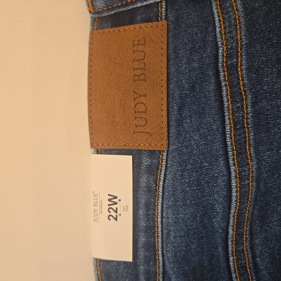 NWT Judy Blue Dad Jeans High Waisted Button Fly Straight Leg Stone Wash Blue 22W - Picture 11 of 13